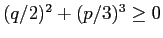 $ (q/2)^2+(p/3)^3\ge 0$