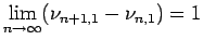 $ \dsp\lim_{n\to\infty}(\nu_{n+1,1}-\nu_{n,1})=1$