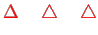 \bgroup\color{red}$\displaystyle \Delta \quad \mathop{\triangle} \quad \mathbin\bigtriangleup
$\egroup