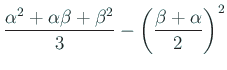 $\displaystyle \frac{\alpha^2+\alpha\beta+\beta^2}{3}
-\left(\frac{\beta+\alpha}{2}\right)^2$