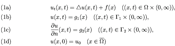 \begin{subequations}% 2024-05-18 13:56の式群
\begin{align}&u_t(x,t)=\Laplacia...
... &u(x,0)=u_0 \quad\text{($x\in\overline{\Omega}$)} \end{align}\end{subequations}