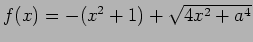 $ f(x)=-(x^2+1)+\sqrt{4x^2+a^4}$