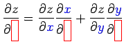 $\displaystyle \frac{\rd z}{\rd\textcolor{red}{\fbox{\mathstrut}}}
=
\frac{\rd z...
...blue}{y}}
\frac{\rd\textcolor{blue}{y}}{\rd\textcolor{red}{\fbox{\mathstrut}}}
$