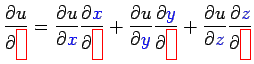 $\displaystyle \frac{\rd u}{\rd\textcolor{red}{\fbox{\mathstrut}}}
=
\frac{\rd u...
...blue}{z}}
\frac{\rd\textcolor{blue}{z}}{\rd\textcolor{red}{\fbox{\mathstrut}}}
$