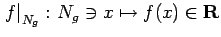 $ \left.f\right\vert _{N_g}\colon N_g\ni x\mapsto f(x)\in\R$