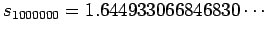 $ s_{1000000}=1.644933066846830\cdots$
